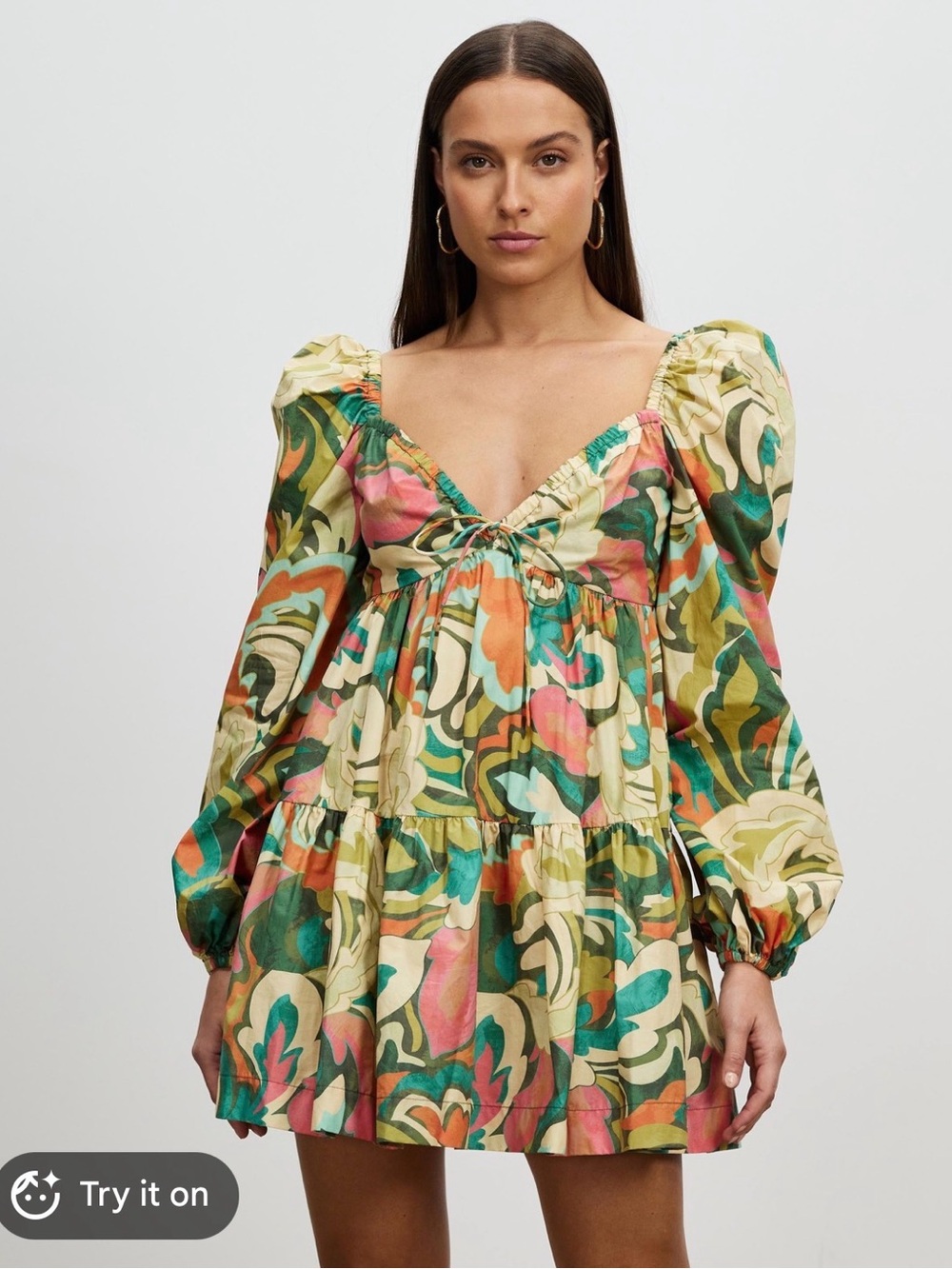 Rebecca Vallance Multicolor Floral Puff-Sleeve Mini Dress